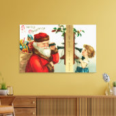Toile Père Noël au téléphone avec petite fille (Insitu(Salon))