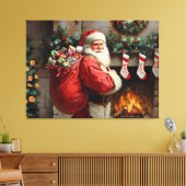 Toile Père Noël debout devant une cheminée (Insitu(Salon))