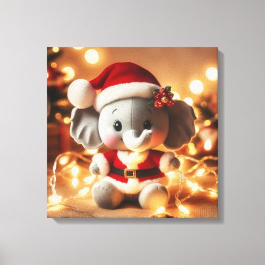 Toile Père Noël Elephant Plush avec lumières de vacances (Recto)