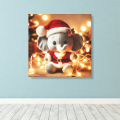 Toile Père Noël Elephant Plush avec lumières de vacances (Insitu (Plancher de Bois))