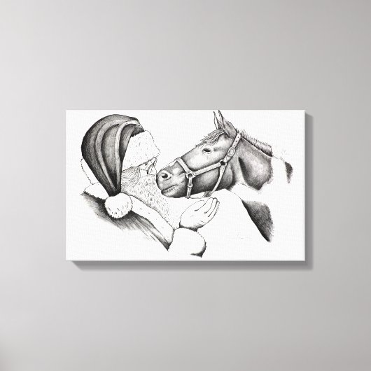 Toile Père Noël et Cheval de peinture de Noël (Recto)