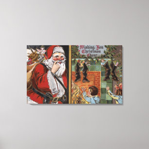 Toile Père Noël et enfants à la recherche de Chimney