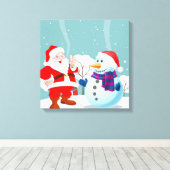 Toile Père Noël et Snowman (Insitu (Plancher de Bois))