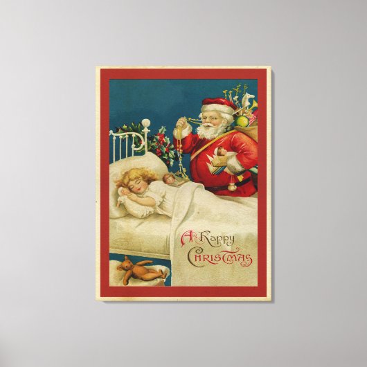 Toile Père Noël vintage et enfants (Recto)