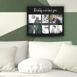 Toile Père noir avec enfants et famille papa Photo<br><div class="desc">Père noir avec enfants et famille papa Photo Collage Canvas Imprimer. Collage de 6 photos, le nom du père avec un message doux dans un script tendance et les noms des enfants qui superposent les photos. Ajoutez vos 6 photos de famille préférées. Bon sang et un cadeau pour l'anniversaire, la...</div>