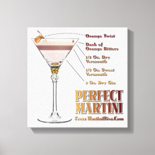 Toile Perfect Martini Cocktail Recette 12x12 Canvas Impr (Recto)