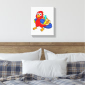 Toile Perroquet comme étudiant avec sac à dos (Insitu(Chambre))