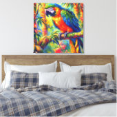 Toile Perroquet Tropical Impressionniste Bleu Vert (Insitu(Chambre))