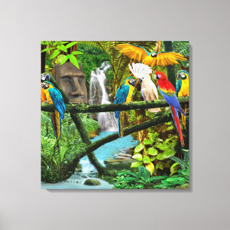 TOILE PERROQUETS DE LA JUNGLE CACHÉE