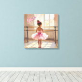 Toile Personalized Ballet themed Ballerina in Pink (Insitu (Plancher de Bois))