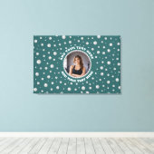 Toile Personalized Photo with Pearls Circle on Teal (Insitu (Plancher de Bois))