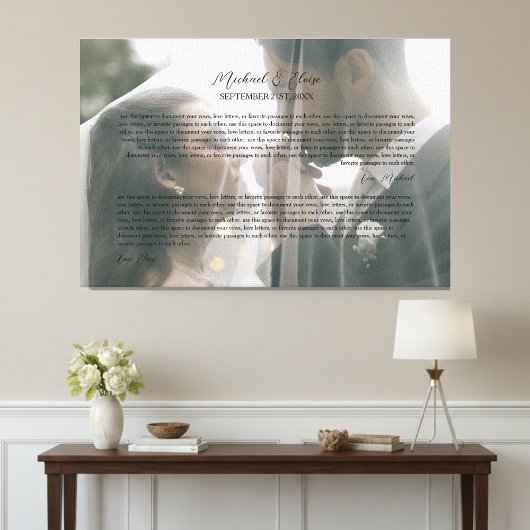 Toile Personalized Wedding Vows Photo Keepsake