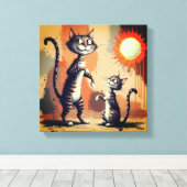 Toile Personnages de chat mignons Art (Insitu (Plancher de Bois))
