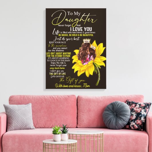 Toile Personnalisé À Ma Fille Amour De Maman Sunflowe (Insitu(Salon))