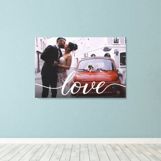 Toile Personnalisé Newlyweds Mariage Photo Love script (Insitu (Plancher de Bois))
