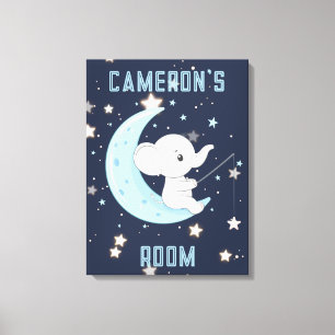 Toile personnalisée Éléphant bébé pêche 4 étoiles
