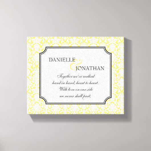 Toile personnalisée mariage damassé jaune (Recto)