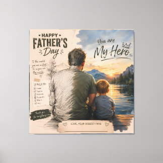 Toile personnalisée Papa Mon Héros