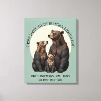 Toile personnalisée Trois Générations Famille Ours