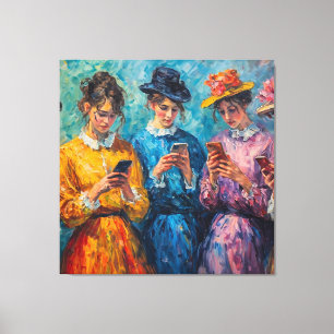 Toile Personnes du 19e siècle utilisant des smartphones