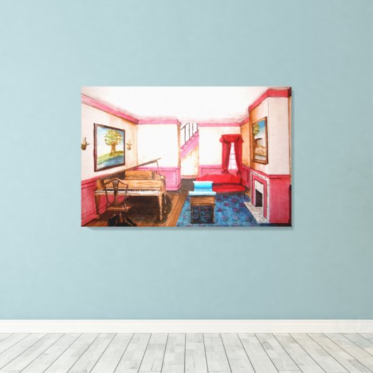 Toile Perspective Rendu De Salle De Style Fédéral Avec P (Insitu (Plancher de Bois))