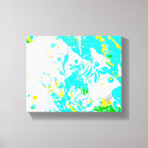 Toile Perspective Supérieure Cyan Jaune Abstrait
