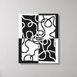Toile Persuasion linéaire II : noir et blanc Abstrait