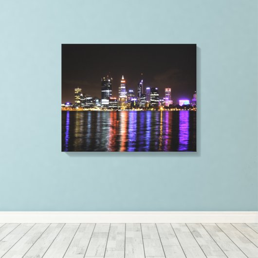 Toile Perth CBD la nuit (Insitu (Plancher de Bois))