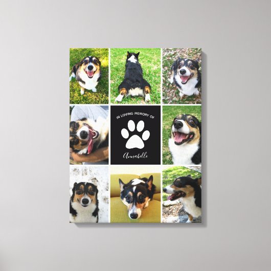 Toile Pet Memorial Custom Chien 8 Photo Collage (Recto)