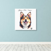 Toile Pet’s Simple Modern Name & Photo Custom Design (Insitu (Plancher de Bois))