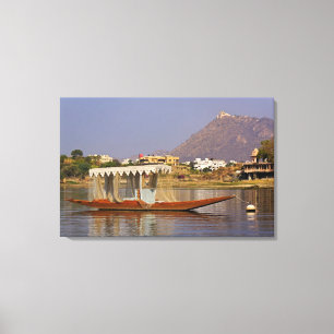 Toile Petit bateau, lac Pichola, Udaipur, Inde.