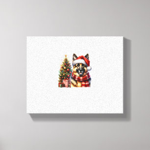 Toile Petit Berger Allemand Chien Santa Hat Arbre de Noë