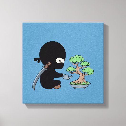 Toile Petit bonsaï d'arrosage Ninja en bleu (Recto)