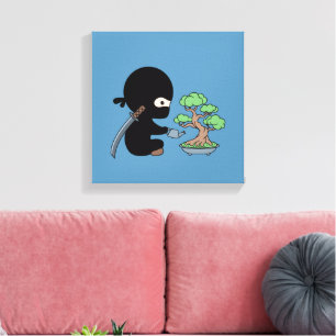 Toile Petit bonsaï d'arrosage Ninja en bleu