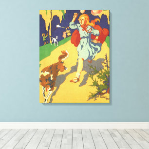 Toile Petit Chaperon Rouge Vintage, Chien et Ballons