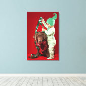 Toile Petit garçon décorant un chien (Insitu (Plancher de Bois))