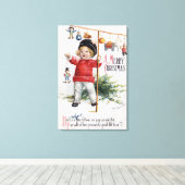 Toile Petit Garçon Montrant Ses Cadeaux (Insitu (Plancher de Bois))