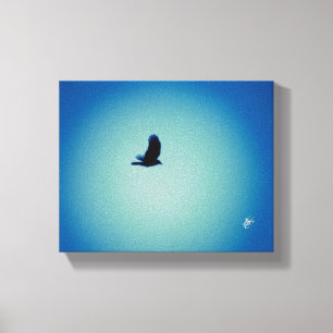 Toile Petit oiseau ciel bleu cyan lumineux art