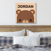 Toile Petit ours Brown mignon avec nom personnalisé (Insitu(Chambre))