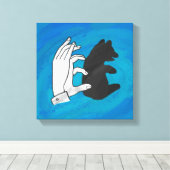 Toile Petit Ours Ombre Sur Bleu (Insitu (Plancher de Bois))