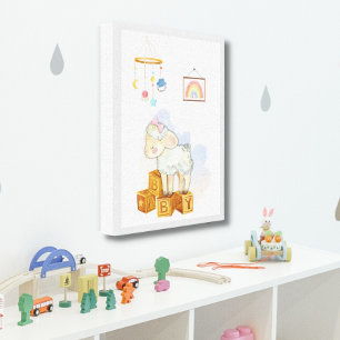 Toile Petite agneau en pépinière 11 po x 14 po Imprimer