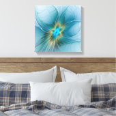 Toile Petite Beauté Moderne Bleu Or Fractal Art Flower (Insitu(Chambre))