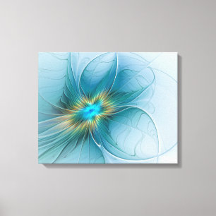 Toile Petite Beauté Moderne Fleur d'Art Fractal Bleu Or