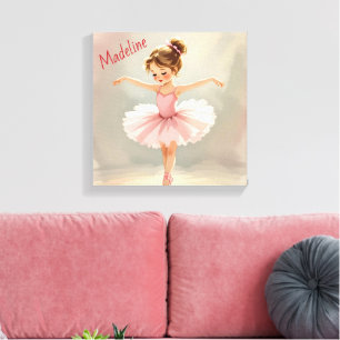 Toile Petite danseuse en tutu rose personnalisé