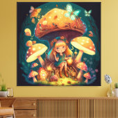 Toile Petite elve de fille parmi les champignons (Insitu(Salon))