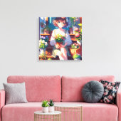 Toile Petite fille Anime tenant un Plante (Insitu(Salon))