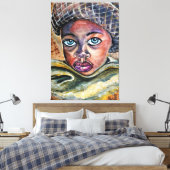 Toile Petite fille aux yeux bleus avec Casquette - Aquar (Insitu(Chambre))