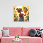 Toile Petite Fille Avec Tournesol (Insitu(Salon))