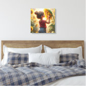 Toile Petite Fille Avec Tournesol (Insitu(Chambre))
