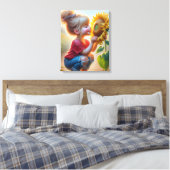 Toile Petite Fille Avec Tournesol (Insitu(Chambre))